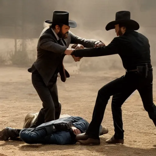 Image similar to a fight has broken out on the set of Westworld