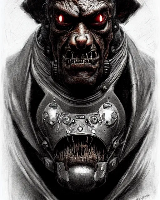 Image similar to winston from overwatch, character portrait, portrait, close up, concept art, intricate details, highly detailed, horror poster, horror, vintage horror art, dark, gritty, realistic, terrifying, in the style of michael whelan, beksinski, and gustave dore