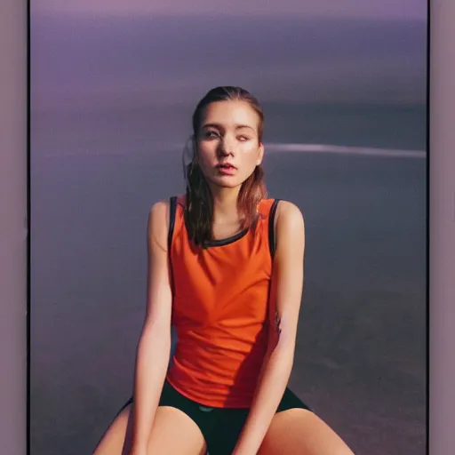 Image similar to realistic photoshoot for a new nike lookbook, color film photography, portrait of a beautiful person, in style of Addy Campbell, 35mm, graflex