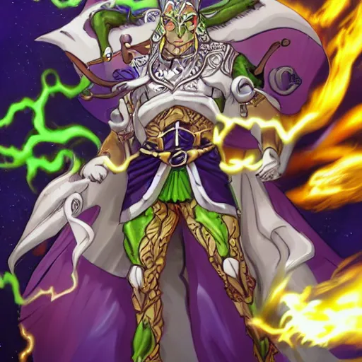 Image similar to sapient, wise, frog wizard as star platinum, fantasy, 8 k, extremely detailed