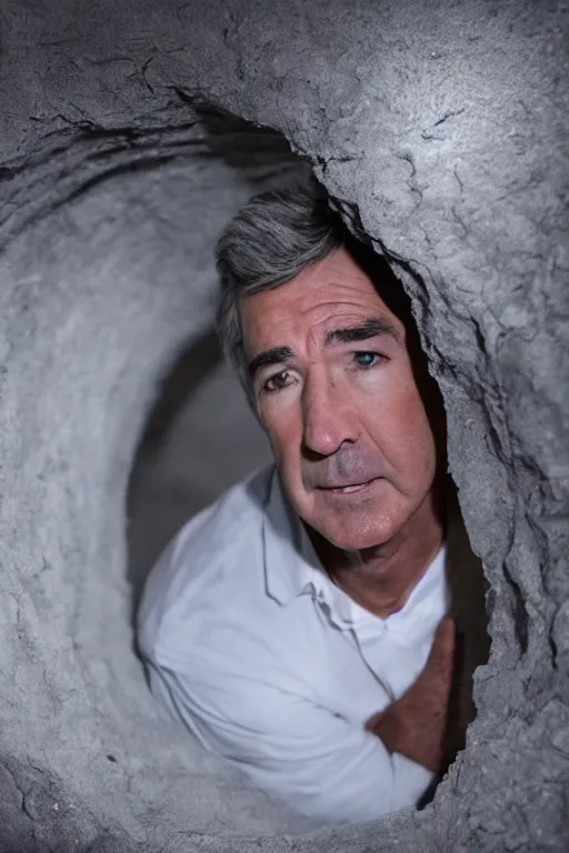 Prompt: cinematic still randy mantooth crawling inside a tunnel made of flesh, 4 k, dramatic lighting, body horror