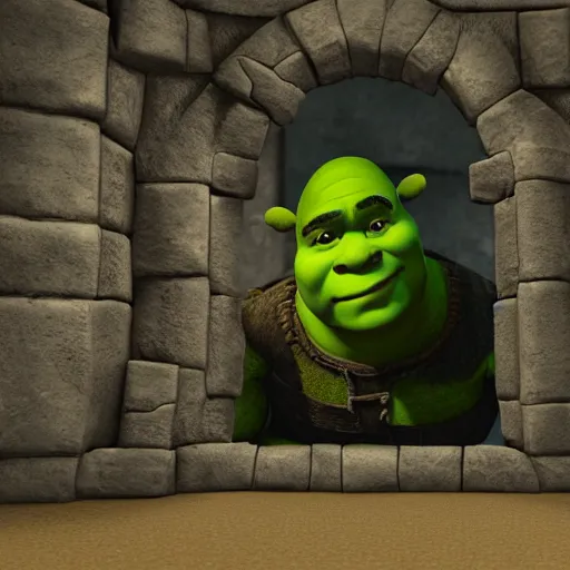 Image similar to photo of shrek in the backrooms level 0, photorealistic,