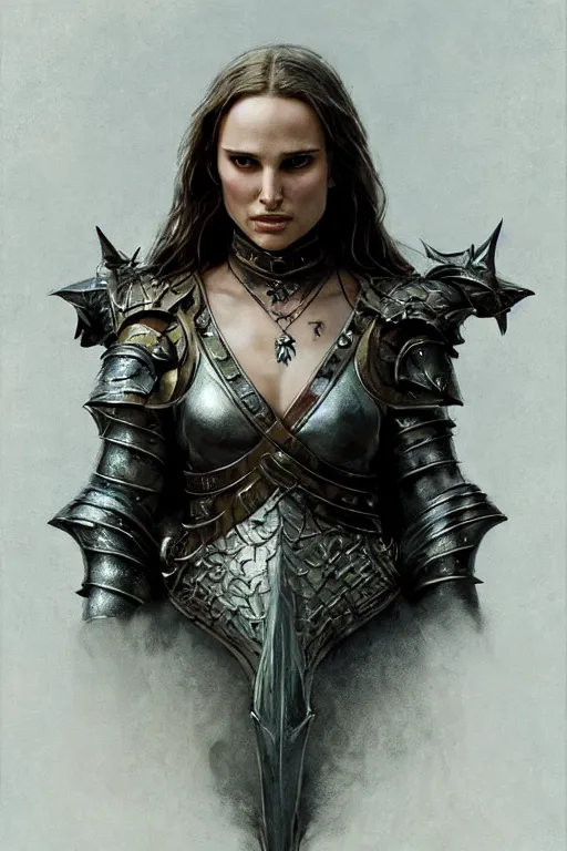 Image similar to natalie portman, legendary warrior, heroic, lord of the rings, tattoos, decorative ornaments, battle armor, by carl spitzweg, ismail inceoglu, vdragan bibin, hans thoma, greg rutkowski, alexandros pyromallis, perfect face, fine details, realistic shading photorealism