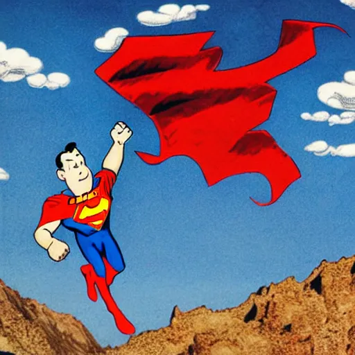 Image similar to superman, tintin in tibet