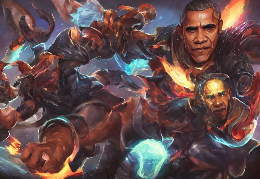 Image similar to a portrait of obama as a league of legends character