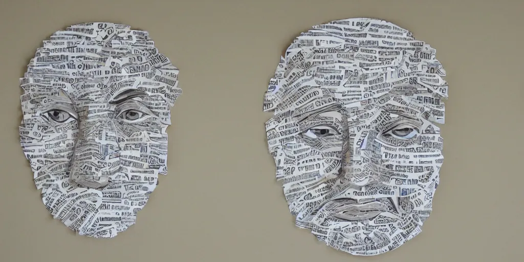 Prompt: a face made of paper