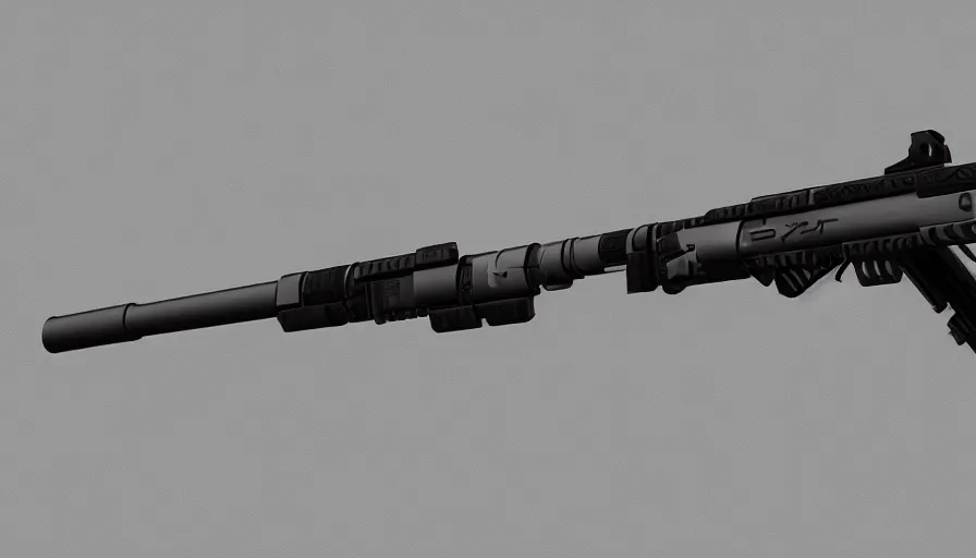 Image similar to extremely detailed ultra realistic side view photo sci fi minimalist coilgun rifle, detailed trigger, chemically propelled, electric, smooth streamline, elegant sleek smooth body, white paint, wires, railgun, chemrail, gauss, smooth utopian design, ultra high quality, octane, cod, destiny, warframe, terminator