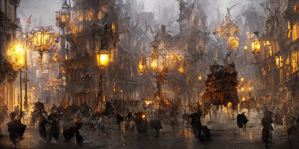 Prompt: halloween festival celebration, volumetric lighting, 8 k octane beautifully detailed render, post - processing, extremely hyper - detailed, intricate, epic composition, cinematic lighting, masterpiece, trending on artstation, detailed detailed detailed, masterpiece, stunning art by anders zorn, wonderful masterpiece by greg rutkowski, beautiful cinematic light,