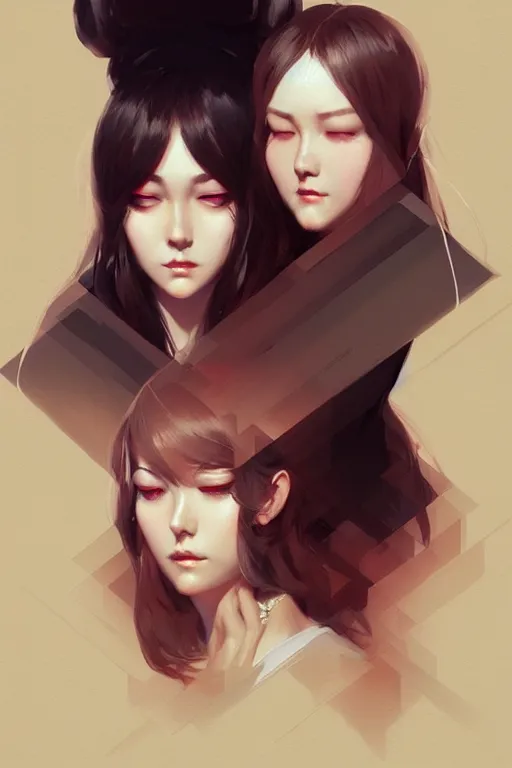 Image similar to portrait of two wise and very beautiful women reviewing some texts, art by guweiz, intricate, elegant, highly detailed, smooth, sharp focus, artstation
