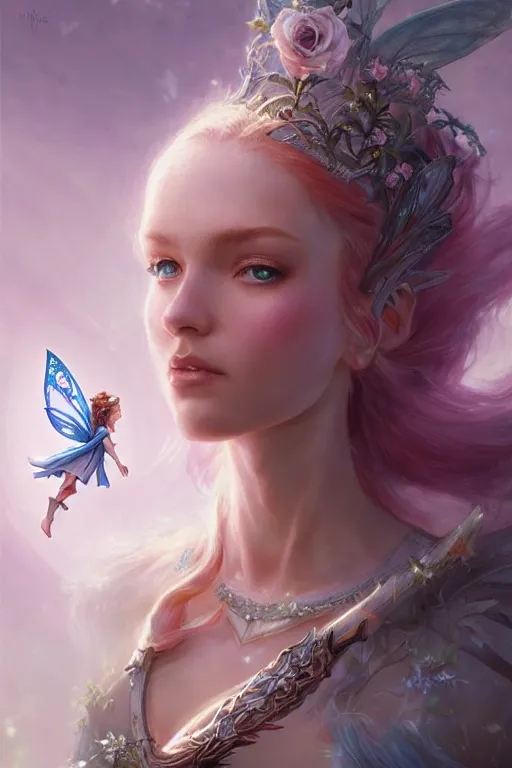 Image similar to fairy princess, highly detailed, d & d, fantasy, highly detailed, digital painting, trending on artstation, concept art, sharp focus, illustration, art by artgerm and greg rutkowski and magali villeneuve