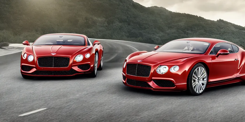 Prompt: Beautiful Close-up Product Render of the latest Bentley, Ferrari, Bugatti fusion car model driving down a country road. Powerful Engine. Ultra-luxury. Render in Unreal Engine 6, lighting Demo. 4K HD Wallpaper. Premium Prints Available.