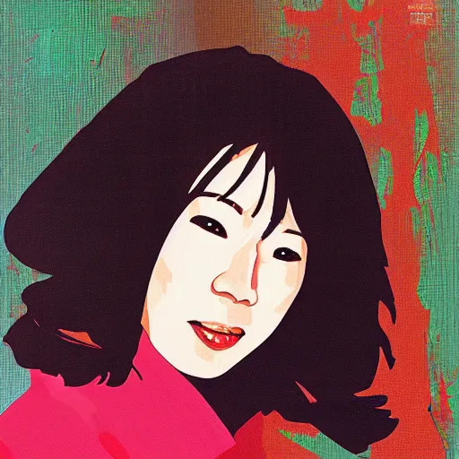 Prompt: Mariya Takeuchi japanese singer, Portrait artwork by Sam Nielson