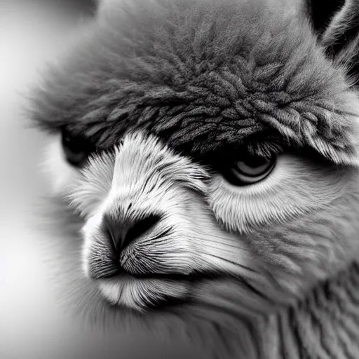 Prompt: an alpaca - cat - hybrid with a beak, animal photography, wildlife photo, award winning