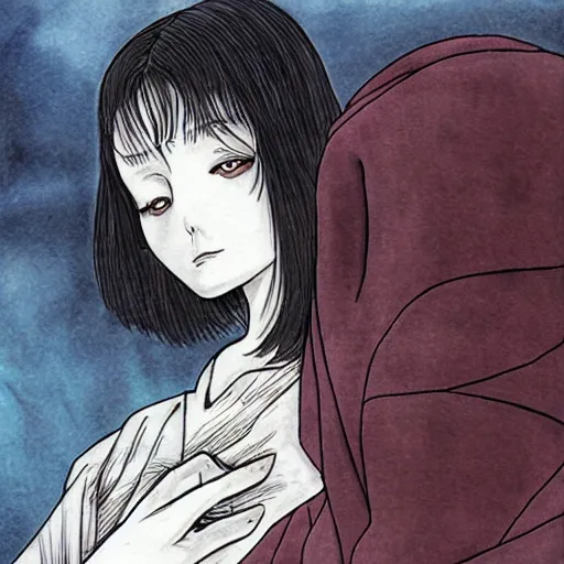 Image similar to rei ayamy by junji ito and leonardo davinci