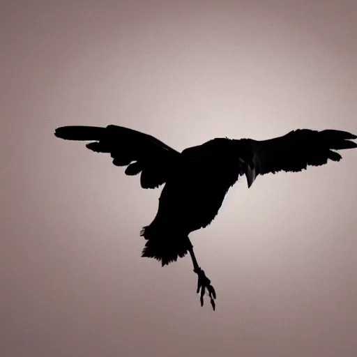 Prompt: a raven made of ink, flying, on a white background