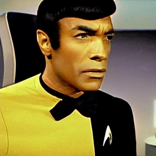 Image similar to a film still of keenan thompson in star trek 1 9 6 6 realistic, detailed, wearing suit