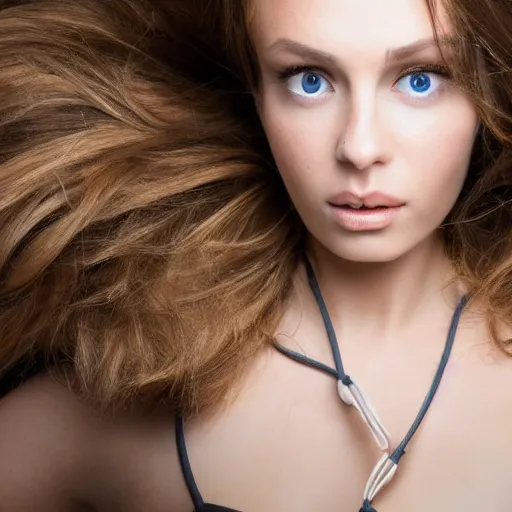 Image similar to A photo of a caucasian female model with cables instead of hair