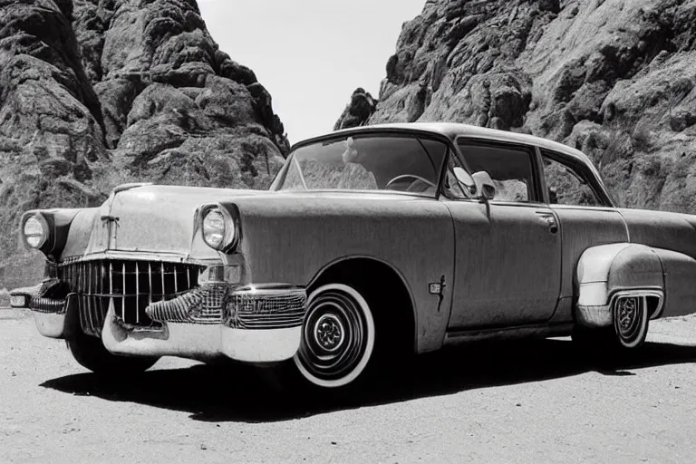 Prompt: Snakeoil Cadillac, Directed by Wim Wenders, Photography by Robby Müller