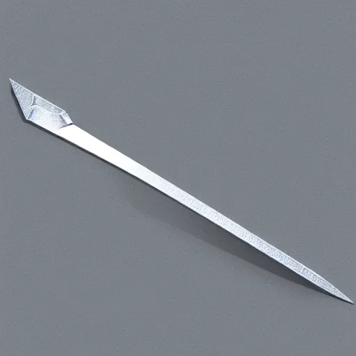 Image similar to isometric vector low poly silver sword icon, black background, cgsociety, volumetric lighting