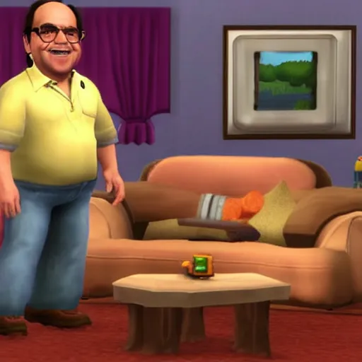 Prompt: a screenshot of danny devito in the video game the sims 3. 3 d rendering, unreal engine. amazing likeness. very detailed. cartoon caricature