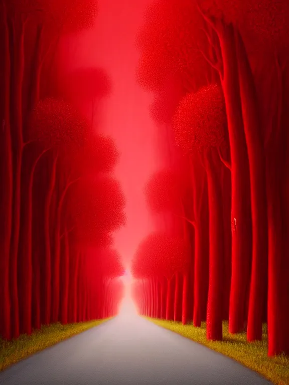 Image similar to A beautiful digital painting of a unending red corridor by Benoit B. Mandelbrot, Steven Belledin, Martin Johnson Heade, Lee Madgwick, and Caspar David Friedrichl 8k artstation