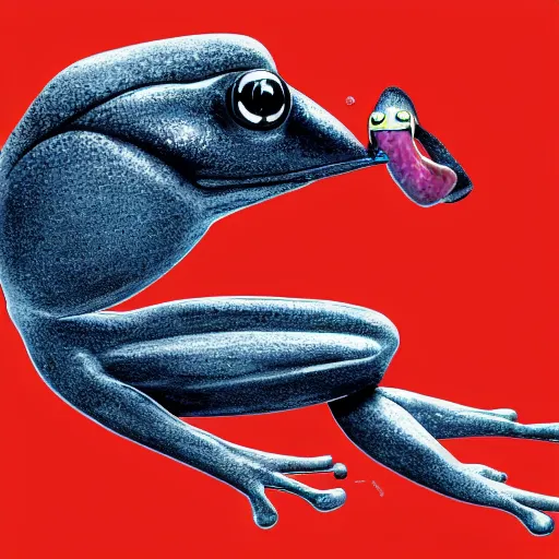 Image similar to a person swallowing a frog, digital art, hyper detailed