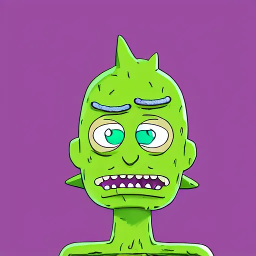 Prompt: realistic portrait of pickle rick from rick and morty as pickle