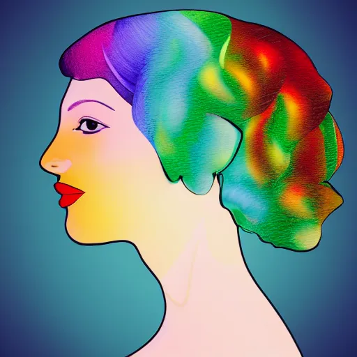 Prompt: A colorful beautiful scientist woman feminine figure portrait profile picture.