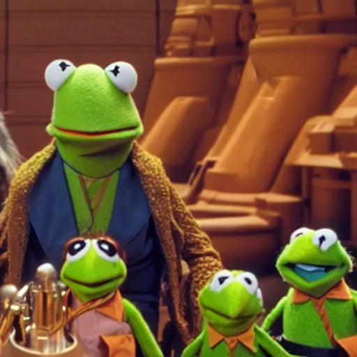 Image similar to photo movie still of the Muppets in star wars, by Jim Henson, 8k