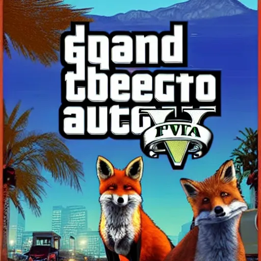 Prompt: fox as a GTA V cover art