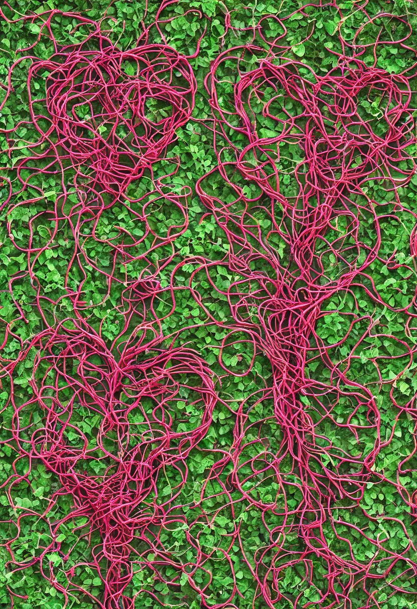 Image similar to human circulatory system, vines and flowers, no duplicate image, heart made of flowers, intricate details, beautiful, human body, tangled, birds, hugging people, heart, face, body, cg, 3 d, crazy