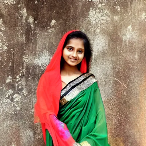 Prompt: a cute Bangladeshi girl wearing saree