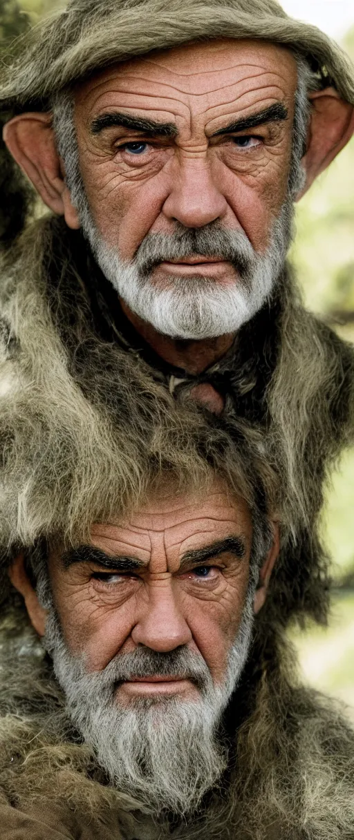 Prompt: and 8 k uhd photo of sean connery as a hobbit