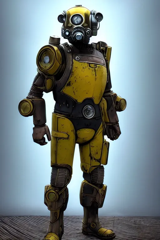 Image similar to fallout 7 6 power armor, hyper realistic, design by mark ryden and pixar and hayao miyazaki, unreal 5, daz, hyperrealistic, octane render, cosplay, rpg portrait, dynamic lighting, intricate, that looks like it is from borderlands and by feng zhu and loish and laurie greasley, victo ngai, andreas rocha, john harris