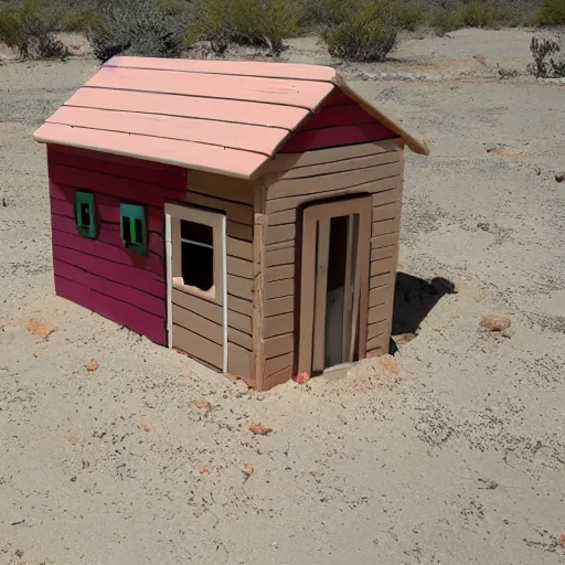 Image similar to baby toy house in the dessert, big scale