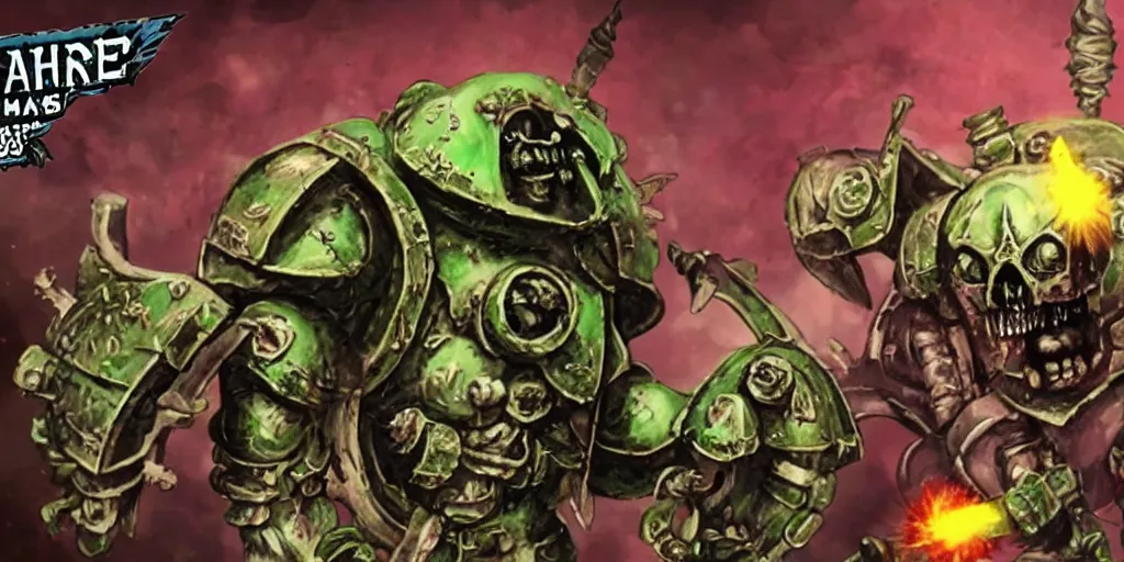 Prompt: plague marine from warhammer 40000 in a dating sim game