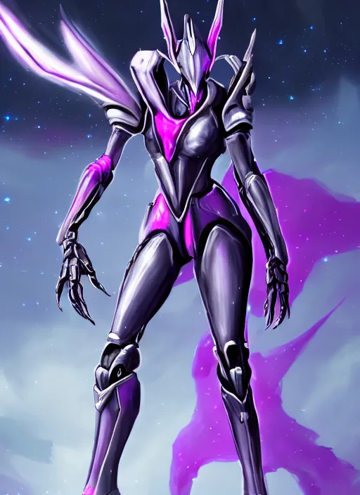 Prompt: cinematic body shot, galactic sized proportional stunning beautiful hot female warframe, sleek mecha goddess dragon head, metal ears, led purple eyes, smooth fuschia skin, smooth silver armor, floating in space, holding a galaxy, epic proportions, epic size, epic scale, furry art, dragon art, giantess art, warframe fanart, furaffinity, octane