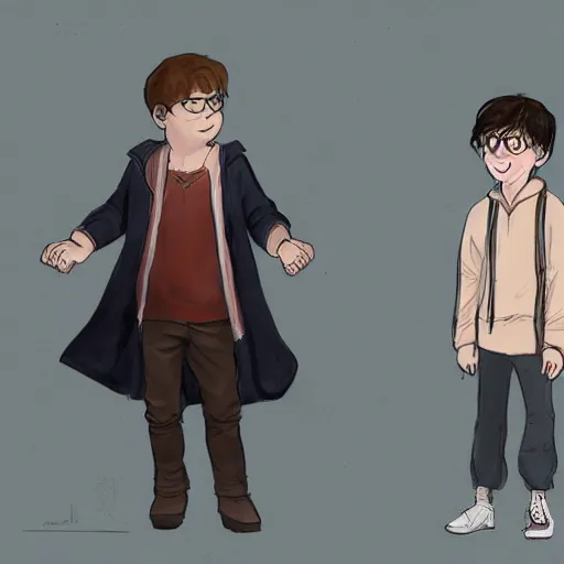 Prompt: a concept art of the son of Hermiona and Harry Potter