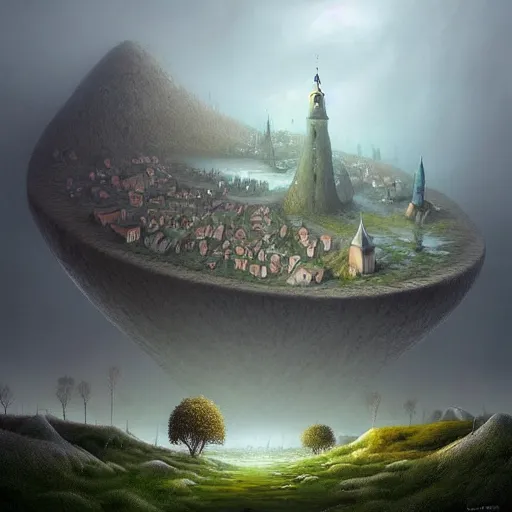 Prompt: gediminas pranckevicius nordic city surrounded by forest in the style of a dnd painting, matte painting, dungeons and dragons, wizards of the coast