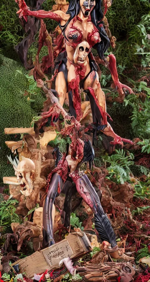 Image similar to craxula, the filipina demon from hell, actionfigure with play set with coffin and graveyard, photorealistic, hdr, 8 k, designed by hasbro mezco and yasushi nirasawa