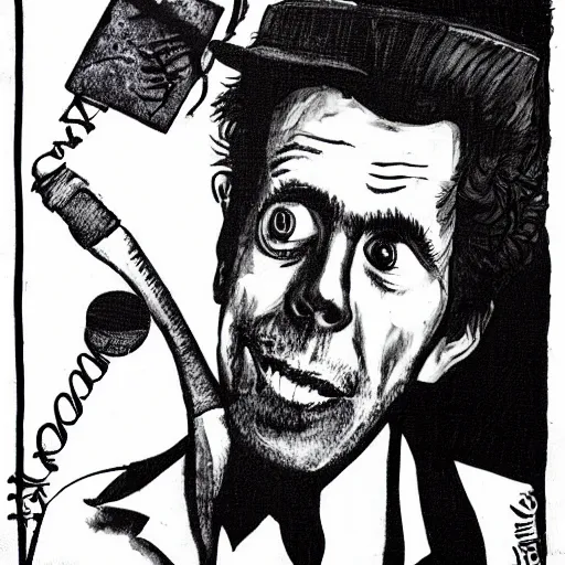 Prompt: tom waits in the style of daniel johnston