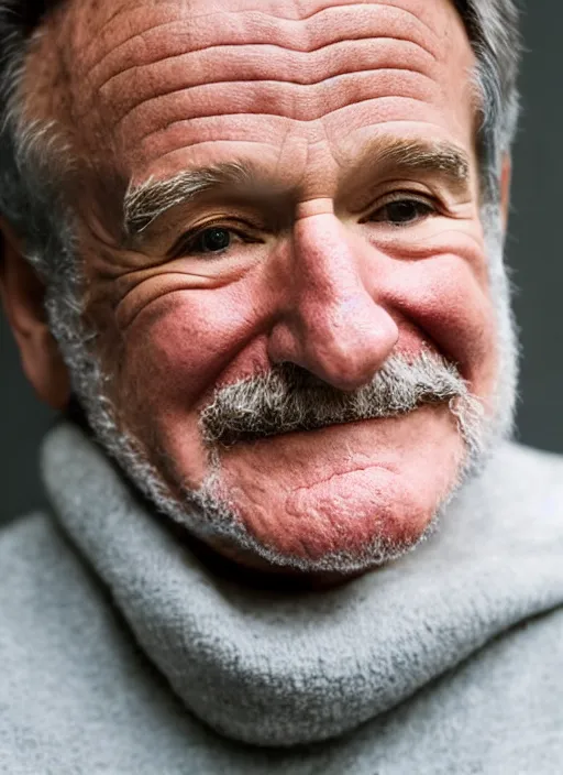 Image similar to DSLR photo portrait still of 71 year old age 71 Robin Williams at age 71!!!, 85mm f1.8