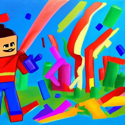 Image similar to steven castillo artist painting of roblox