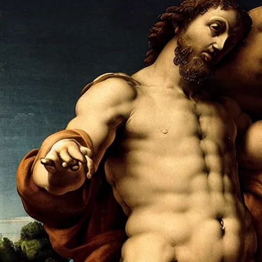 Prompt: Michaelangelo's David with hair on his chest
