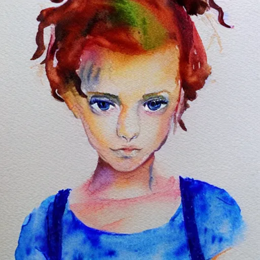 Image similar to pretty girl, water color,