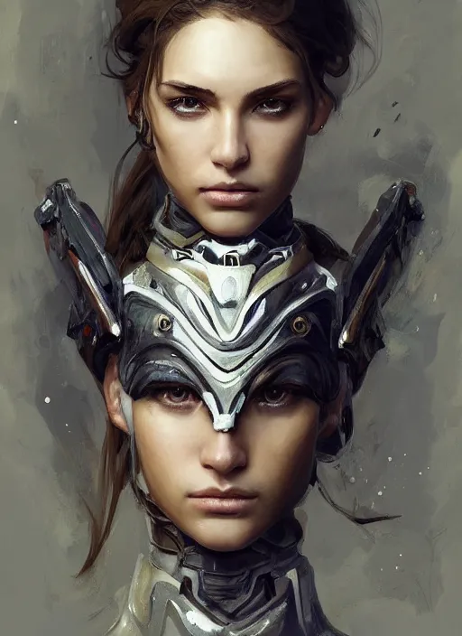 Image similar to a professional painting of a beautiful young female, clothed in military armor, olive skin, long dark hair, beautiful bone structure, symmetrical facial features, intricate, elegant, digital painting, concept art, smooth, sharp focus, illustration, from Metal Gear, by Ruan Jia and Mandy Jurgens and Artgerm and William-Adolphe Bouguerea