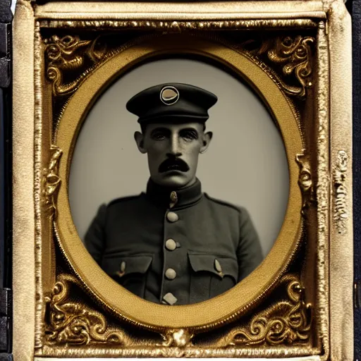 Image similar to facial portrait of luigi as a world war one soldier, 1 9 1 9, ambrotype, award winning