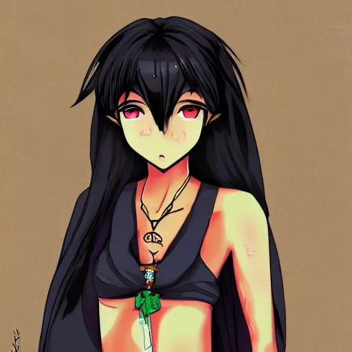 Image similar to a dark nepali woman, anime style