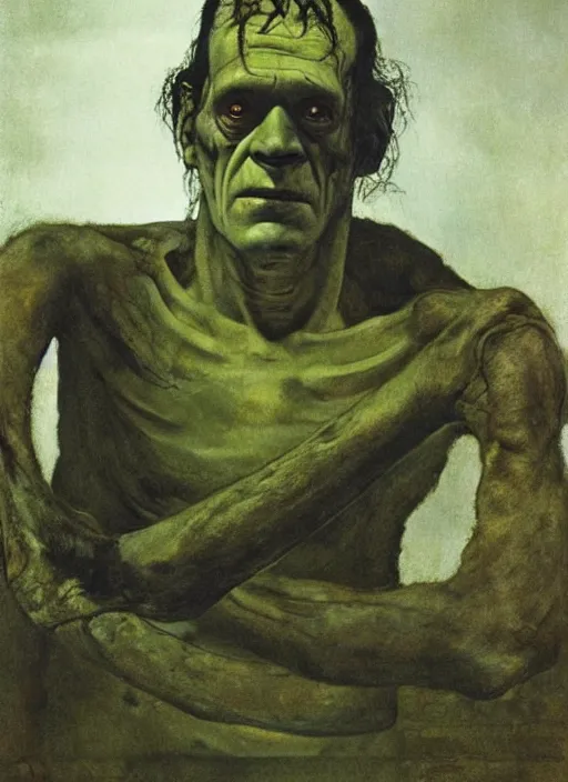 Image similar to Candid portrait of Frankenstein by Andrew Wyeth