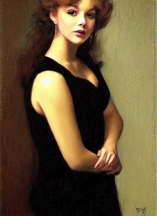 Prompt: a portrait of a pretty young lady by wes craig